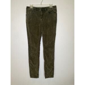 Free People Olive Green Skinny Slim Leg Corduroys Cotton Sz 31 Casual Boho